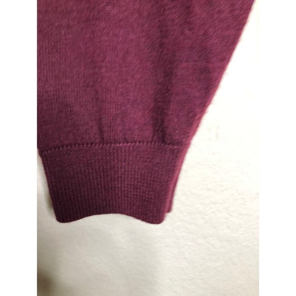 Turnbury Mens XL Extra Fine Merino Wool 1/4 Zip Pullover Sweater Burgundy - Picture 11 of 13